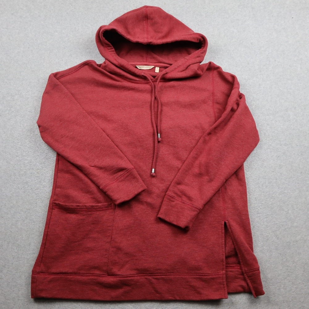 Soft Surroundings Hoodie Womens Medium 2BM94 Red Side Slit Pullover Sweatshirt